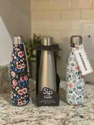 New Starbucks S’well Water Bottle LOT OF THREE Liberty London Fabric Sip By 17oz - Sold on eBay Nov, 28th 2019 for $44.99