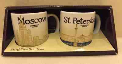 NEW 3oz Starbucks Coffee 2 Demitasse Icon City Mugs RUSSIA MOSCOW+ST. PETERSBURG - Sold on eBay Nov, 28th 2019 for $29.99