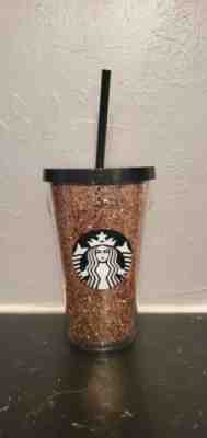 NEW Starbucks 2018 Holiday Glitter Gold Black Cold Cup Tumbler 16oz  - Sold on eBay Nov, 28th 2019 for $19.50