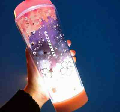 STARBUCKS China LED-illuminated "Nighttime Cherry Blossom" Tumbler Bottle Cup - Sold on eBay Nov, 28th 2019 for $34.50