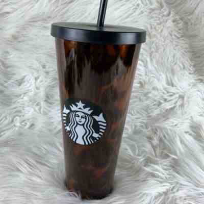 New Starbucks 24oz. Venti  Tortoise Shell Tumbler with Straw Mocha Swirl - Sold on eBay Nov, 29th 2019 for $38.25