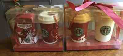 Lot 4 Starbucks Holiday Ornaments 2007 Ceramic Tumblers Coffee Bag Excellent! - Sold on eBay Nov, 29th 2019 for $19.00