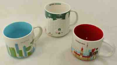 3x Starbucks Coffee Mugs w/ Seattle, Hamburg + Hong Kong - Sold on eBay Nov, 29th 2019 for $20.07