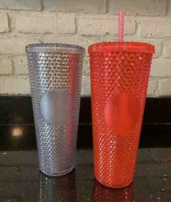 2 Starbucks Holiday 2019 Venti Studded Tumblers Cups Platinum +Neon Pink IN HAND - Sold on eBay Nov, 29th 2019 for $59.99