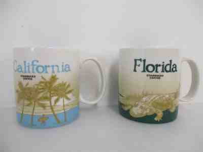 Lot of 2 Starbucks Collector Series Collectible Mugs California & Florida 2011 - Sold on eBay Nov, 29th 2019 for $15.50