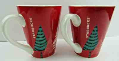 Lot of 2 Starbucks 16 oz Christmas Tree Mugs 2017 Red Holiday Coffee - Sold on eBay Nov, 29th 2019 for $24.03