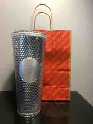 NEW STARBUCKS 2019 Venti Bling Platinum  Studded Cold Cup Tumbler WINTER HOLIDAY - Sold on eBay Nov, 29th 2019 for $22.99