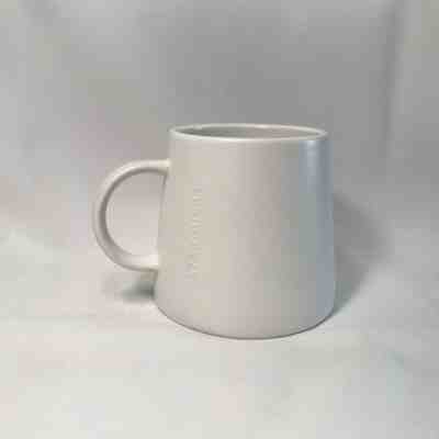 Starbucks 2014 Coffee Mug Etched Logo Wider Base Tapered 16 oz All White - Sold on eBay Nov, 29th 2019 for $19.54