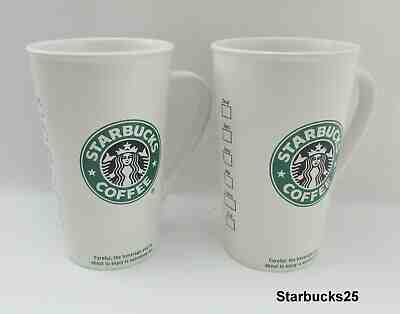 2 Starbucks Coffee Cup To Go Mug White w Mermaid Logo 16 oz 5.75" Tall 2005 S25 - Sold on eBay Nov, 29th 2019 for $28.95