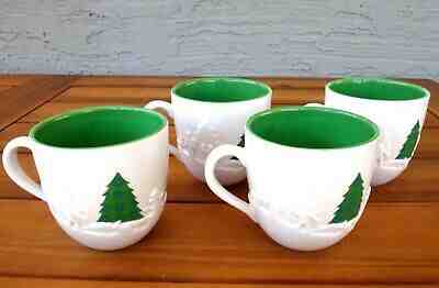 4-Starbucks 2006 Holiday 3-D Christmas Green & White 16 Oz Coffee Tea Cocoa Mugs - Sold on eBay Nov, 29th 2019 for $35.99