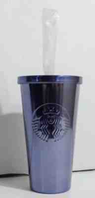 Starbucks Gradient Blue Stainless Steel Cold Cup Tumbler With Straw - Sold on eBay Nov, 28th 2019 for $33.95