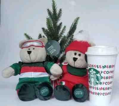 2 Starbucks Bearista Barista Bears 2019 Limited Edition NWT & Reusable Hot Cup  - Sold on eBay Nov, 30th 2019 for $75.00
