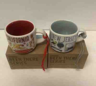 Starbucks Ornaments California New Jersey Demitasse Mugs Been There Series NEW