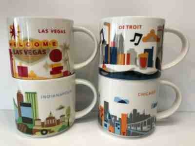Lot of 4 Collectible You Are Here Starbucks Mugs Las Vegas Chicago Detroit Indy - Sold on eBay Nov, 30th 2019 for $54.99