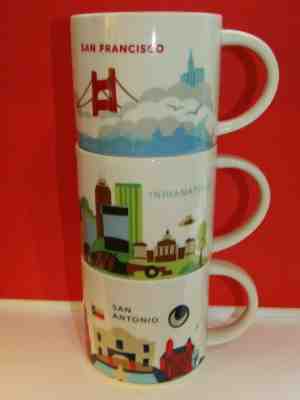 Lot 3 Starbucks San Antonio, San Francisco & Indianapolis YAH Mugs 14 oz. - Sold on eBay Nov, 30th 2019 for $22.00