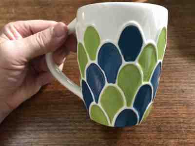Starbucks Hand Painted Coffee Mug Flower Scallops Petals Cup Rare Ceramic Blue - Sold on eBay Nov, 30th 2019 for $17.99