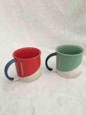 Starbucks Set Of 2 Mugs Coffee 2017 Red Green Blue White Ceramic Cup Tea  - Sold on eBay Nov, 30th 2019 for $29.99
