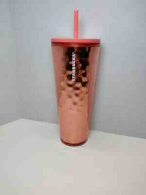 RARE STARBUCKS 2019 FALL HOLIDAY PINK FOIL Cold Cup Tumbler 24 oz NEW - Sold on eBay Nov, 30th 2019 for $39.99