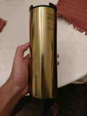 Starbucks Gold Flip Top Vacuum Insulated Tumbler 16oz NEW 2019 Holiday Xmas - Sold on eBay Nov, 30th 2019 for $21.00