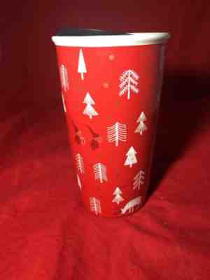 NEW Starbucks Holiday 2018 Ceramic Tumbler Red Gnomes and Christmas Trees 12oz - Sold on eBay Nov, 30th 2019 for $15.99