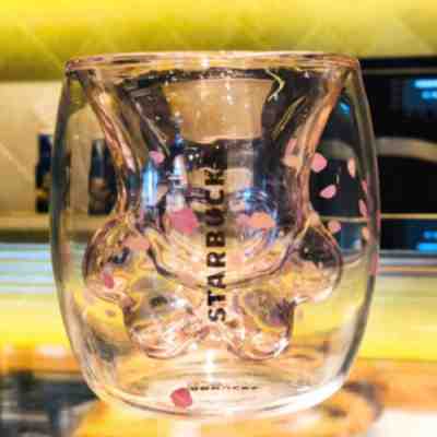 Starbucks Sakura Cat Paw Glass Cup Coffee Milk Mug Pink Double Wall US STOCK2019 - Sold on eBay Nov, 30th 2019 for $20.28