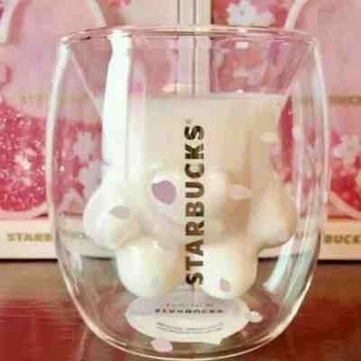 Heart-Shaped Cat Paw Glass Cup Coffee Milk Mug Pink Cat's Paw For Starbucks  - Sold on eBay Nov, 30th 2019 for $22.79