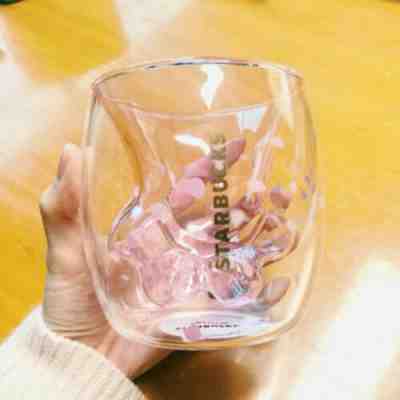 Glass Cup Heart-Shaped Cat Paw Coffee Milk Mug Pink Cat's Paw For Starbucks Cup - Sold on eBay Nov, 30th 2019 for $25.59