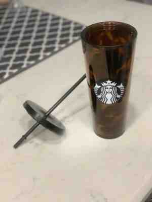 Starbucks Tortoise Shell Acrylic Cold Cup Tumbler Venti 24 oz 2019 Rare w Straw - Sold on eBay Nov, 29th 2019 for $34.50