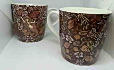 Starbucks Siren Mermaid Coffee Mug Copper Brown Cup 2009 Bone China 12oz Set 2 - Sold on eBay Nov, 29th 2019 for $21.97