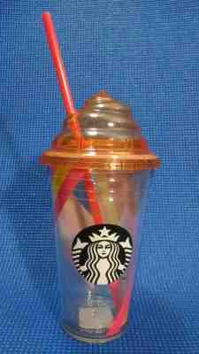 Starbucks Whipped Top Frappuccino Cold Cup Orange Pink Stripe   - Sold on eBay Nov, 29th 2019 for $17.99