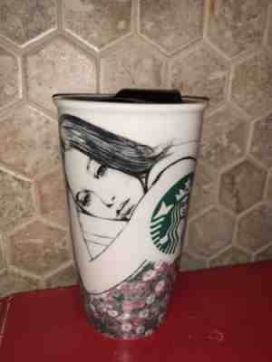 EUC STARBUCKS Charlotte Ronson Ceramic Double Wall Travel 12 fl oz. 2013 (NEW) - Sold on eBay Nov, 29th 2019 for $31.00