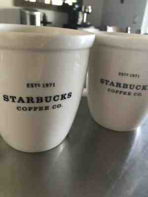2001 Starbucks 2 Coffee Mugs Cup Barista White Black 18 oz Estd 1971 Large - Sold on eBay Dec, 1st 2019 for $15.00
