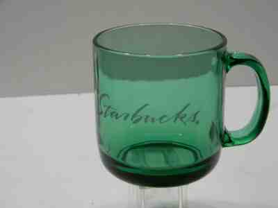 STARBUCKS MUG ETCHED SCRIPT GREEN GLASS - Sold on eBay Dec, 1st 2019 for $19.99