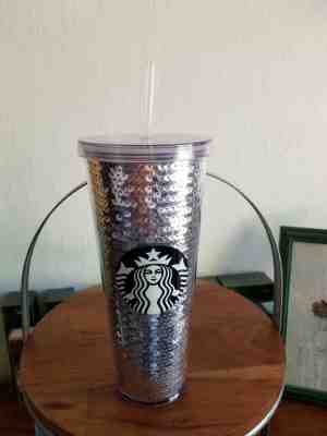 NEW STARBUCKS SILVER BLING SEQUIN COLD CUP 24 OUNCE VENTI NWT - Sold on eBay Dec, 1st 2019 for $22.00