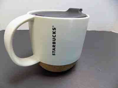 STARBUCKS CERAMIC MUG CORK BOTTOM w/ LID TRAVEL DESKTOP 12 oz Non-Tipping 2016 - Sold on eBay Dec, 1st 2019 for $22.40
