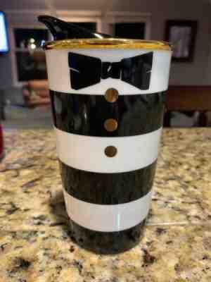 Starbucks 2013 Alice and Olivia Ceramic Travel Tumbler Double Walled Tuxedo Mug - Sold on eBay Dec, 1st 2019 for $17.99