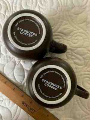 Two Starbucks Mugs Solid Brown 2004 Ribbed Interior 12 Ounce Pair - Sold on eBay Dec, 1st 2019 for $21.50