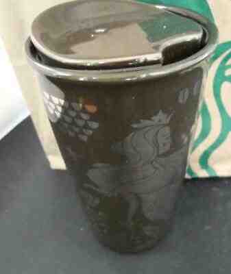 Starbucks Black Silver Mermaid Siren Tumbler Double Wall Ceramic Coffee Mug 2017 - Sold on eBay Dec, 1st 2019 for $16.95