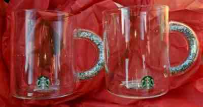 *NEW SET OF 2!* Starbucks Clear Glass Mugs w/ Glitter in Handle. Free Shipping! - Sold on eBay Dec, 1st 2019 for $59.99