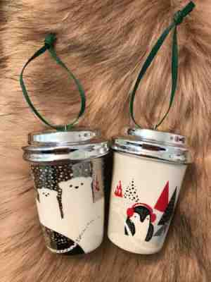 Set of 2 STARBUCKS 2016 CHRISTMAS Penguin & Baby/Mom POLAR BEAR ORNAMENTS Cute! - Sold on eBay Dec, 1st 2019 for $28.99