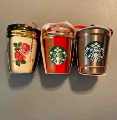 Lot of 3 STARBUCKS Christmas Ornaments 2018 Ceramic Stainless Steel To Go Cups - Sold on eBay Dec, 1st 2019 for $22.35