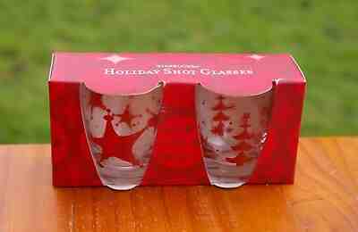 Starbucks Coffee Company 2006 Holiday Shot Glass Set Christmas Tree Star Snow