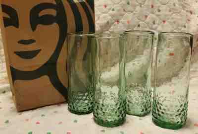 Starbucks Cold Brew Green Hand Blown Etched 12 Fl Oz Glass Tumblers Set of Four - Sold on eBay Dec, 1st 2019 for $54.00