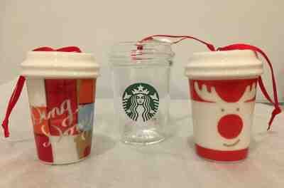 Starbucks Japan Christmas Ornaments: Ding Dong, Reindeer, Glass Tumblers 2016 - Sold on eBay Dec, 1st 2019 for $46.99