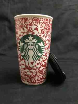 Starbucks Christmas 2016 Coffee Cup 12 Oz.Ceramic Candy Cane Mermaid Travel Mug - Sold on eBay Dec, 1st 2019 for $27.99