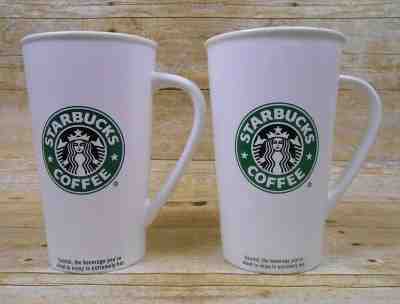 Lot of 2 STARBUCKS 2006 Tall Coffee Cups Mugs White Ceramics Mermaid Logo 20 oz  - Sold on eBay Dec, 1st 2019 for $34.99