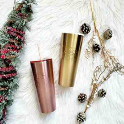 Starbucks Holiday 2019 Gradient Glitter Tumblers Rose Gold & Gold New - Sold on eBay Dec, 1st 2019 for $54.00