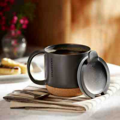 STARBUCKS Ceramic Travel Desktop Mug Gray Black Matte Cork Bottom with Lid 12oz  - Sold on eBay Dec, 1st 2019 for $40.46