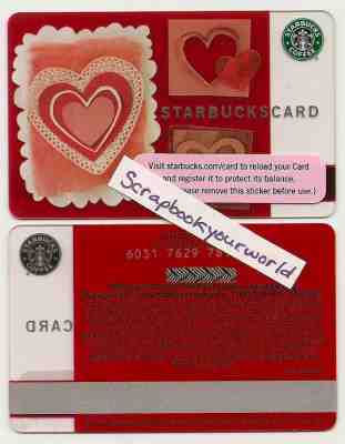 2006 Starbucks USA PAPER HEARTS Gift Card 0Value #6031 LTD ED TEST CARD VERYRARE - Sold on eBay Nov, 30th 2019 for $19.99