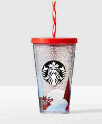 Authentic Starbucks Holiday RED FOX White Clear Cold Cup 16 oz Brand New - Sold on eBay Nov, 30th 2019 for $18.99